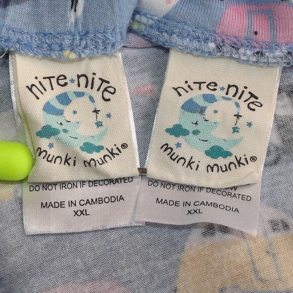 MUNKI MUNKI Pajamas, XXL, Blue, RVs/Trailers/Flamingos, 2 pieces, Top/Pants - Picture 11 of 12